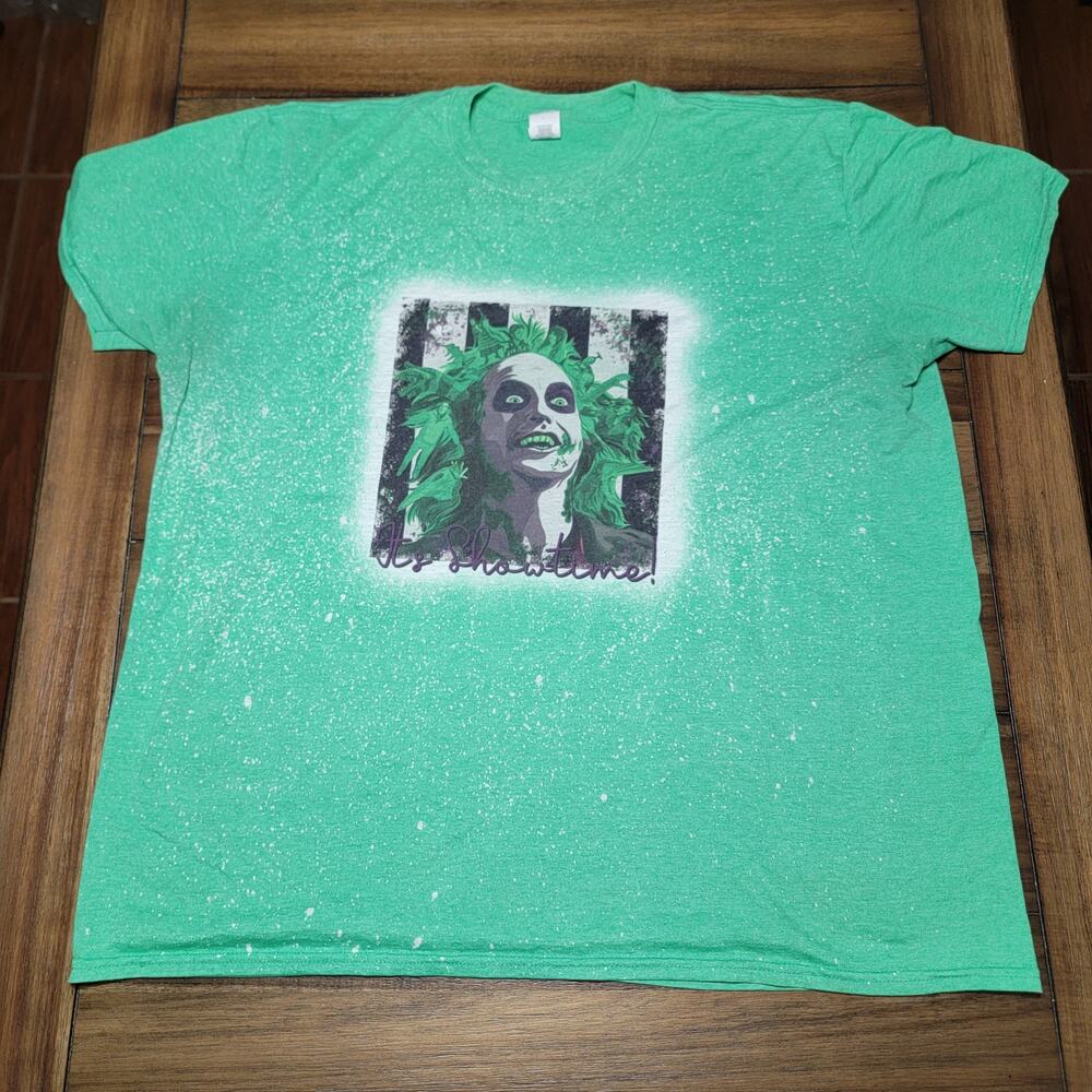 Beetlejuice Green Bleach Dye Unisex Tee "It's Showtime!" - Size 2XL